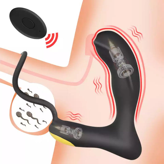 ויברטור כפול מתלבש על הזין והביצים עובד על שלט נטען USB