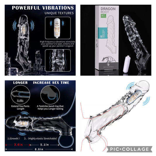 שרוול הדרקון הרוטט מאריך מעבה ורוטט זין וביצים