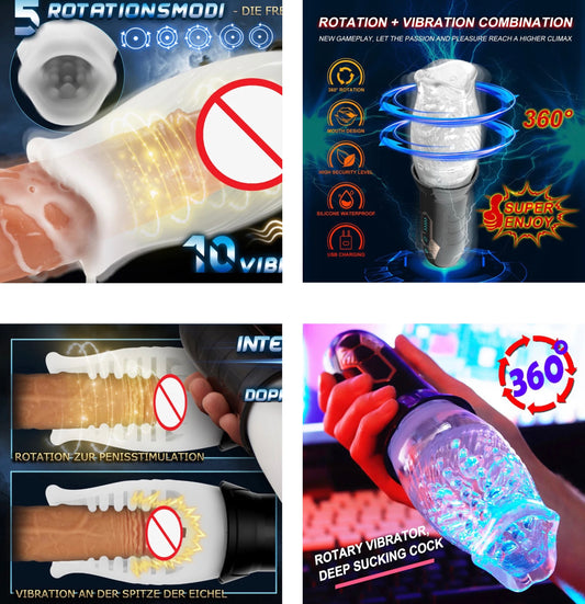 המוצץ המסתובב 360 - מאונן/מוצץ/מסתובב/רוטט נטען