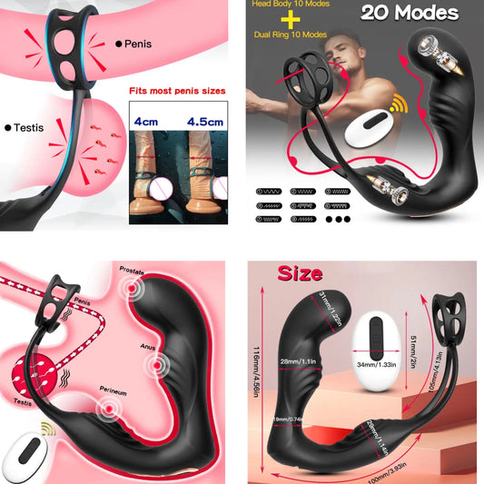 ויברטור ערמונית לגבר נטען עם שלט