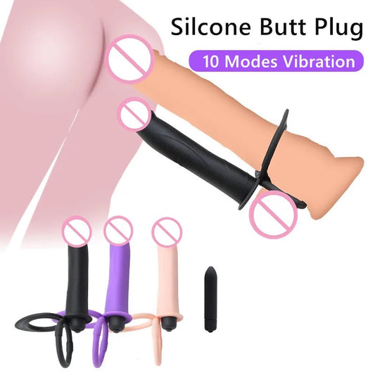 חדירה כפולה סטראפ רוטט - מתלבש על הזין והביצים ויברטור/דילדו