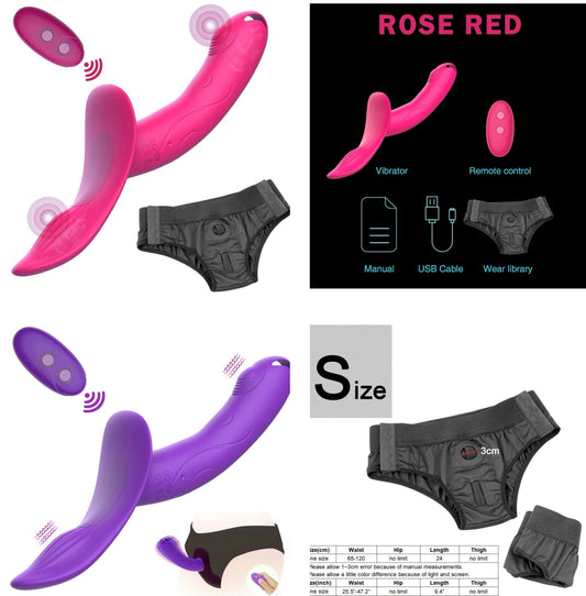 תחתון סטרפ און מתלבש - ויברטור רוטט/מפשעה/שלט/נטען