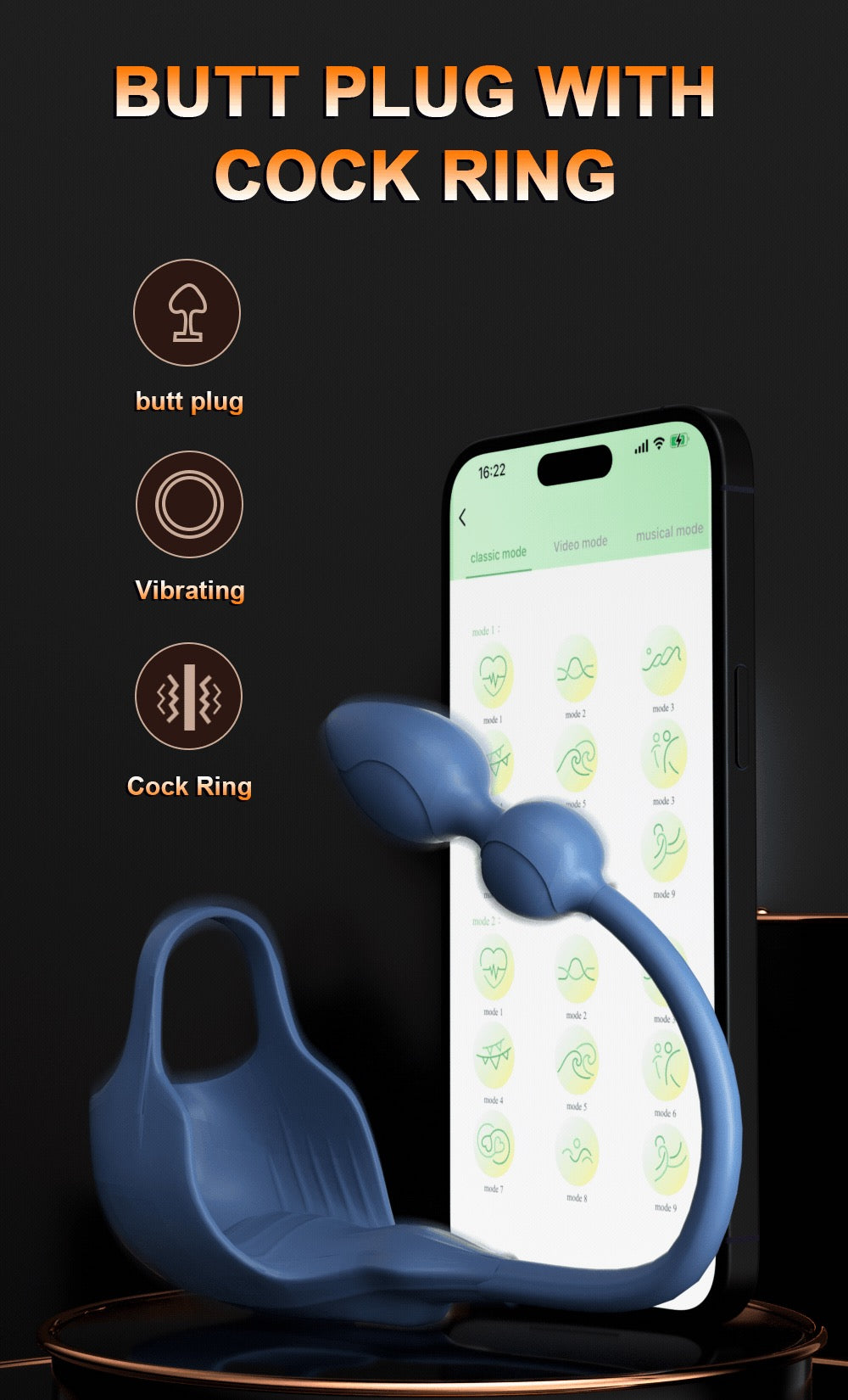 הפלאג המופלא App רוטט טבעת לזין/ביצים/נקודת G