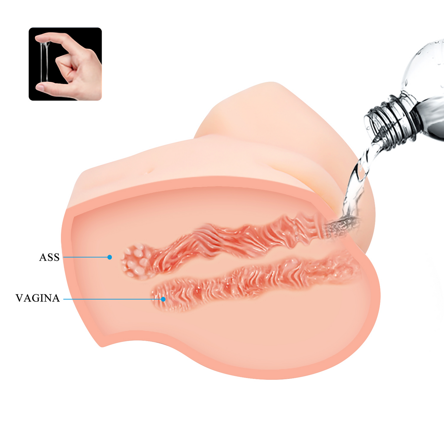 ישבן ריאליסטי רוטט 2 חורים