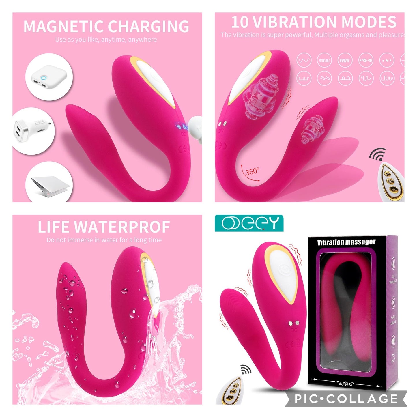 ויברטור מסאג׳ לאישה נטען עם שלט