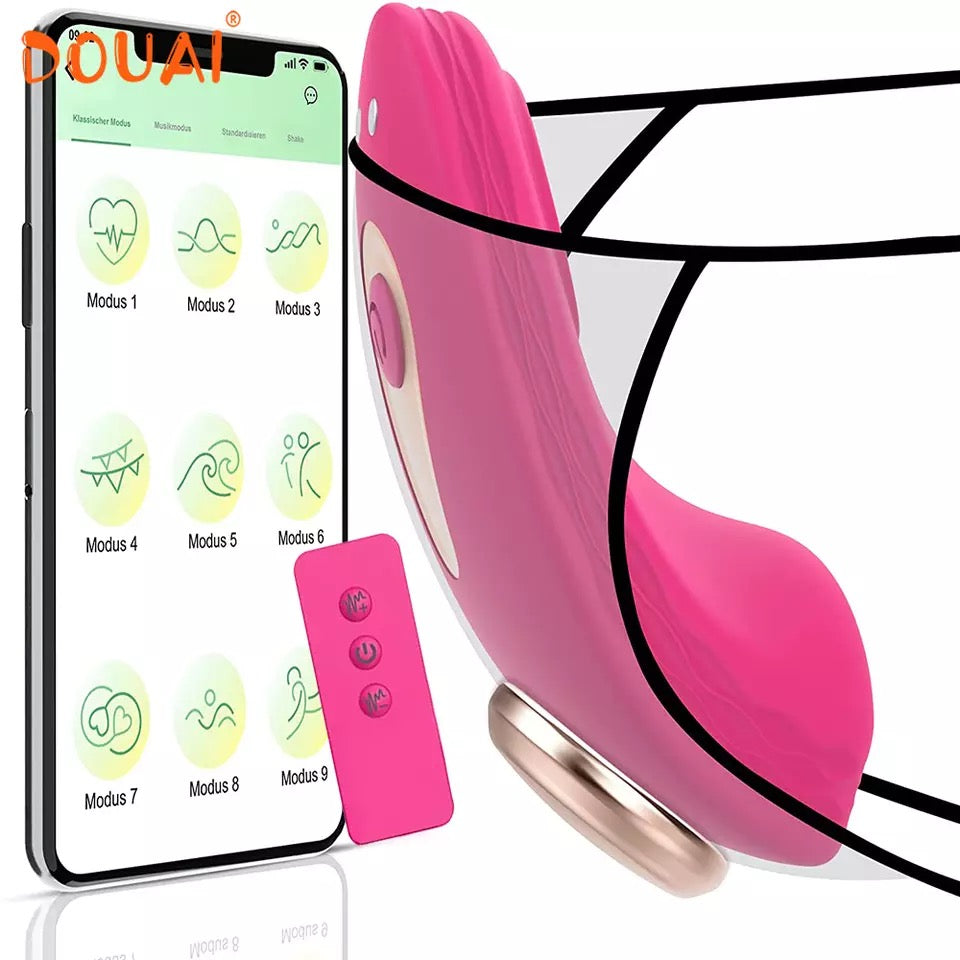 ויברטור מסאג׳ סמוי מתלבש על תחתון עם מגנט לאישה עם אפליקציה נטען