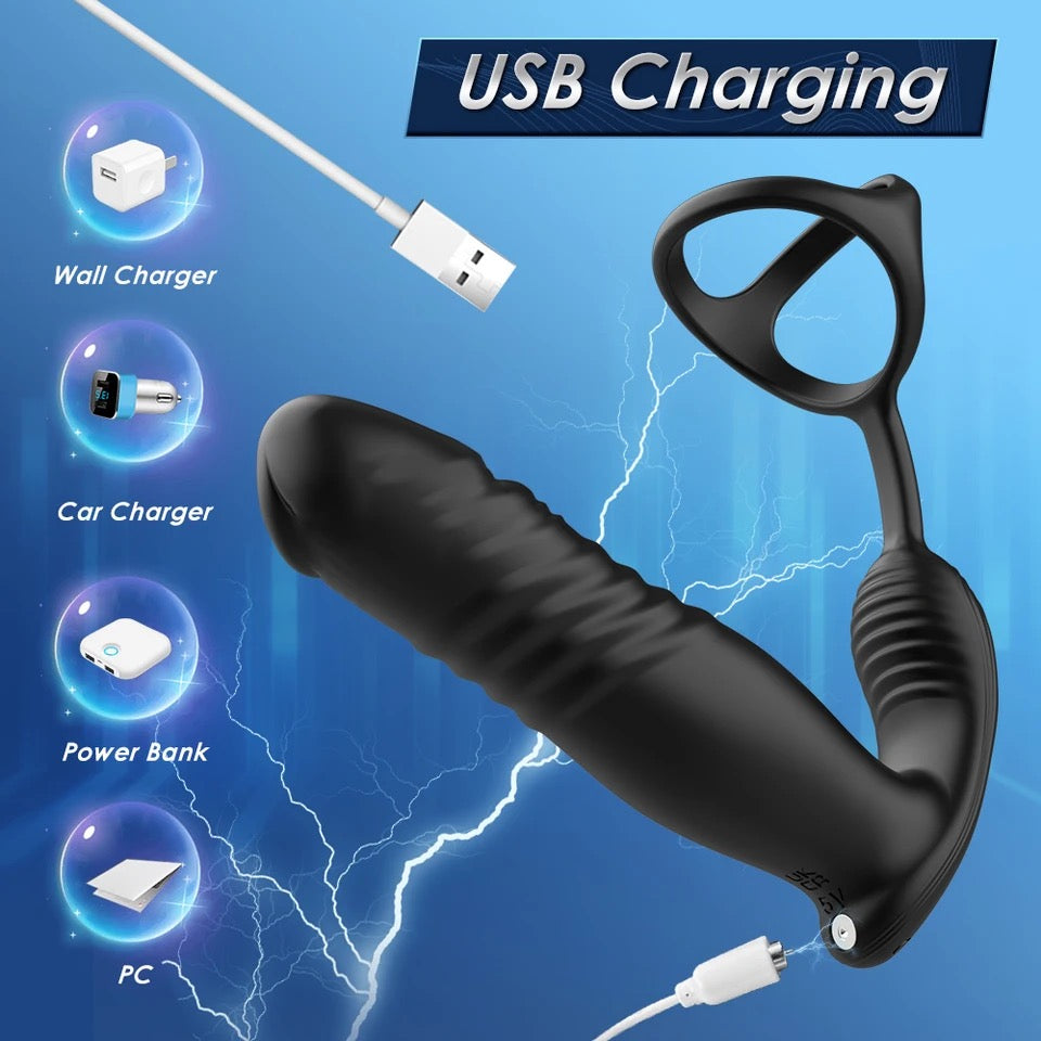 הויברטור המזיין 4 ב 1 אפליקציה נטען USB טבעת/רוטט/מזיין/גירוי