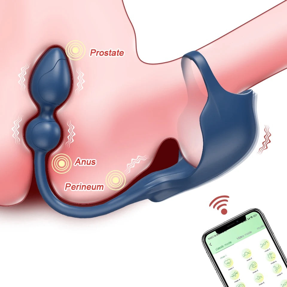 הפלאג המופלא App רוטט טבעת לזין/ביצים/נקודת G