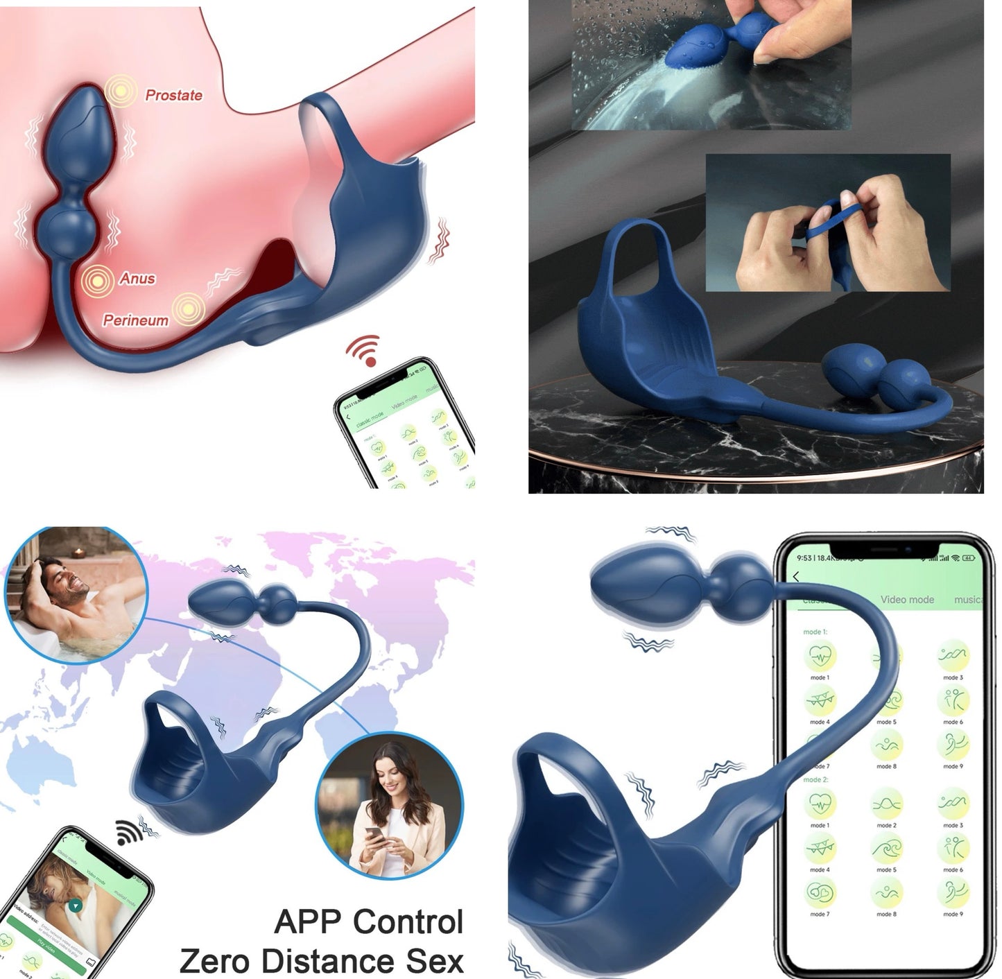 הפלאג המופלא App רוטט טבעת לזין/ביצים/נקודת G